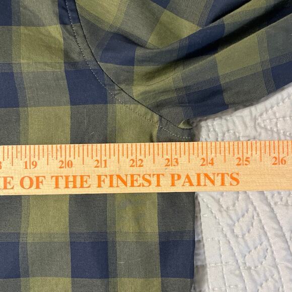 ROWM Casual Plaid Shirt Large Button Front Green Blue Lightweight Long Sleeve - Picture 7 of 8